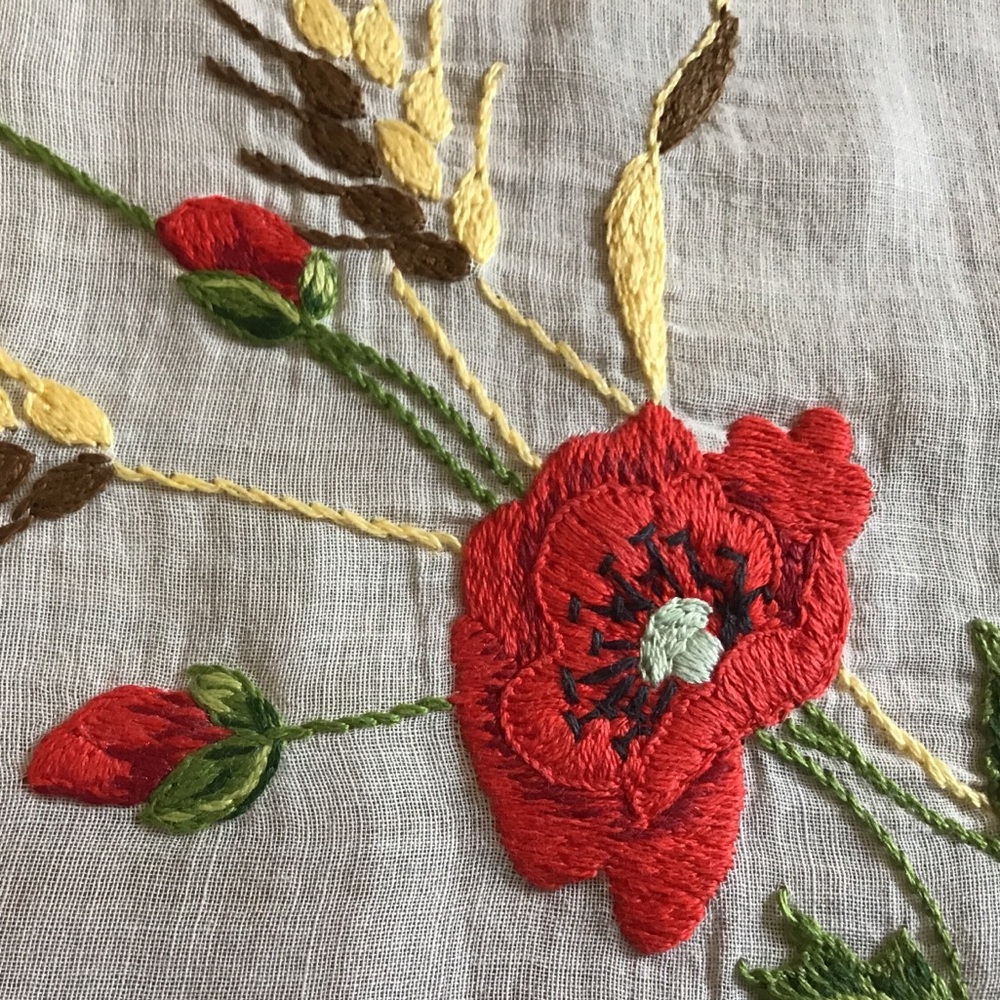 Hand embroidered table scarf